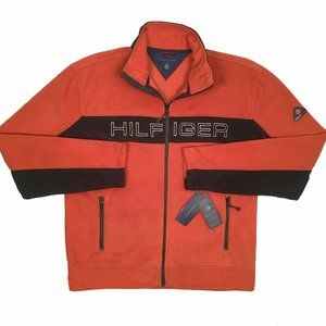 NEW Vintage Tommy Hilfiger Fleece Pullover Jacket! Orange & Black  Big Hilfiger